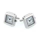 Silver plated square working watch cufflinks with presentation box. by For the Cuff
