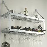 Wall Mount Double Wine & Stemware Rack- Stainless Steel