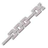 14kt White Gold Square Link Diamond Fashion Bracelet