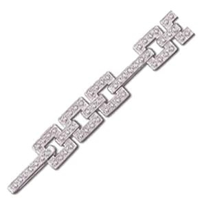 14kt White Gold Square Link Diamond Fashion Bracelet