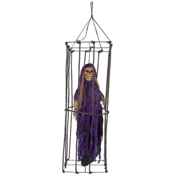 Halloween Hanging Caged Skeleton 47.5-inch Animated Figure