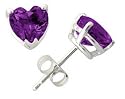 All-Natural Genuine 4 mm, Heart Shape Amethyst earrings set in 14k White Gold