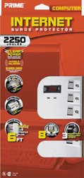 Prime PB004120 Internet 8-Outlet 2250-Joule Surge Protector, White
