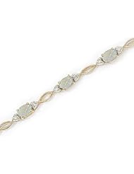 14kt Yellow Gold Oval Opal and Diamond Bracelet