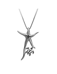 Sterling Silver Starfish and Turtle Honu Necklace Pendant with Box Chain