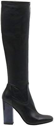 Baldan Black Leather Tall Boot With Half Zipper