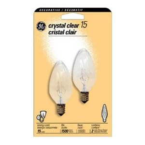 GE 48395-12 Crystal Clear Flame Tip Candelabra Base Bulb, 15-Watt, 12-Pack by General Electric