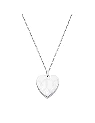Sterling Silver Engraved Heart Locket Pendant (0.95" or 24mm Height) with 1.5mm Rolo Cable Chain - 20" Inches