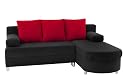 Ecksofa, Funktionssofa schwarz/rot mit Bettfunktion, Bettkasten und Ottomane - auch spiegelbildlich montierbar, super Preis-/Leistungsverh&auml;ltnis -