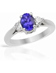 14K White Gold Tanzanite and Diamond Ring -- LIFETIME WARRANTY