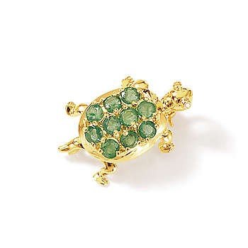 14kt. Turtle Pin Pnd Em&Diamond