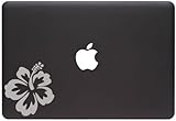 Hawaiian Hibiscus Flower - Macbook or Laptop Vinyl Decal (3.75"w x 4"h) (Silver)
