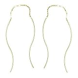 18kt Gold over Sterling Silver Short Curved Bar Ear Thread Earrings