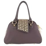 Christian Audigier Womens Gwen Studded Bowler Hanbag Taupe Purse