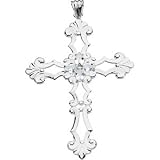 Sterling Silver Birthstone Cross | Size/Info: Month: April 77.00x56.00mm