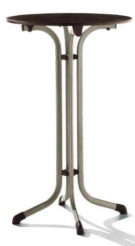 SIEGER 1525-60 Stehtisch mit Puroplan-Platte &oslash; 68 cm, Stahlrohrgestell champagner, Tischplatte Schieferdekor, mocca