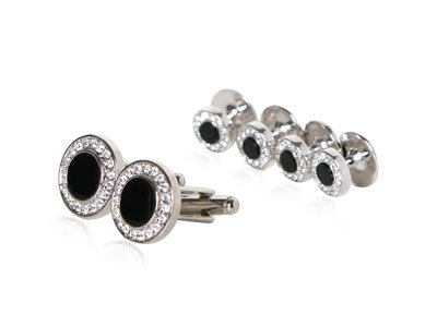 Lowest Price Men's Onyx and Cubic Zirconia Formal Set by Cuff-Daddy