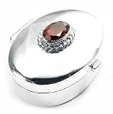 PillBox Sterling Silver GARNET Classic Oval Pill Box - B00023JTM0