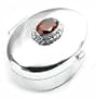 PillBox Sterling Silver GARNET Classic Oval Pill Box