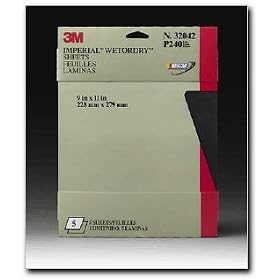 3M Imperial Wetordry Sheet, 9 in x 11 in, Grade P220, Pack of 5 Sheets