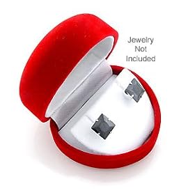Red Heart Shaped Velvet Earrings Jewelry Gift Box