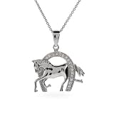 Designer Inspired CZ Equestrian Horseshoe Pendant