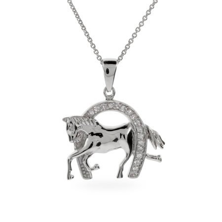 Designer Inspired CZ Equestrian Horseshoe Pendant Length 18 inches (Lengths 16 inches 18 inches Available) Designer Inspired CZ Equestrian Horseshoe Pendant Length 18 inches (Lengths 16 inches 18 inches Available)