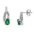 14K White Gold Emerald and Diamond Earrings
