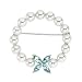 Jewelry : 14k White Gold Freshwater Cultured Pearl and Aquamarine Brooch