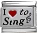 Jewelry : Clearly Charming I Heart to Sing Red Heart Laser Italian Charm