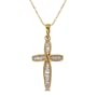 Cross Pendant w/ Diamond 10K Gold Baguette Ladies New