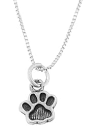 Sterling Silver One Sided Small Paw Print Necklace
