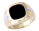 Men's Square Onyx and Diamond Ring