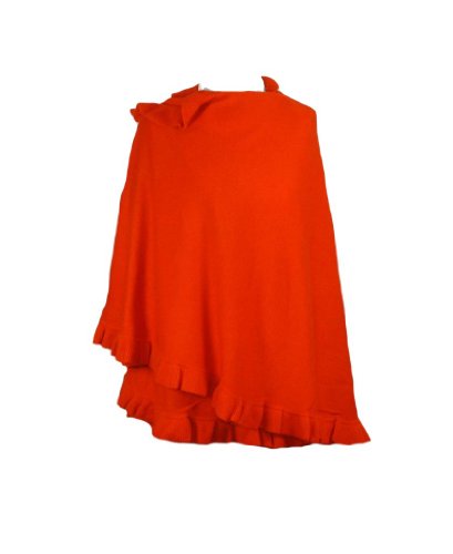 Oxfords Cashmere Pure Cashmere Ladies Frilly Cape, Red-One Size