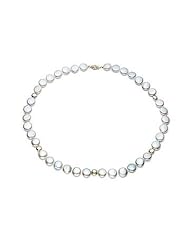 14k Yellow Gold Freshwater White Pearl Strand Necklace (10.5-11 mm) (18")