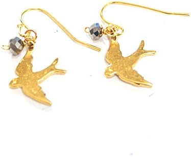 Silver Crystal and Swallow Earrings.