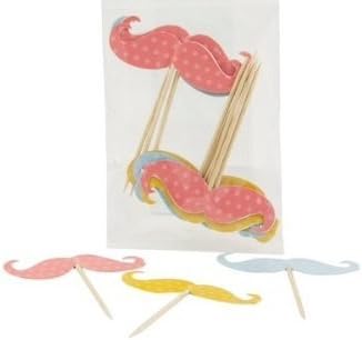 CupCake Toppers Pick Signs (Mixed Mustache)