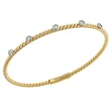 Ladies Cable Bangle with 5 Round Bezel Set Diamonds Diamond .20cttw