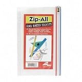 Zip All Ring Binder Pocket, 10-1/2x8, Clear, Sold as 1 each