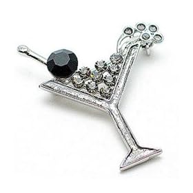 Smokey Color Austrian Rhinestone Cocktail Brooch / Pin