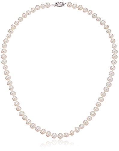 Sterling Silver White Freshwater Cultured A Quality Pearl Necklace (5.5-6mm), 16