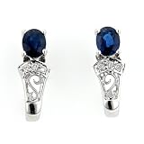 14-Karat White Gold Sapphire and Diamond Earrings