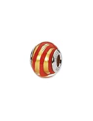 Sterling Silver Gold/Red Italian Murano Glass Charm