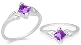 Princess Cut Amethyst Ring Sterling Silver
