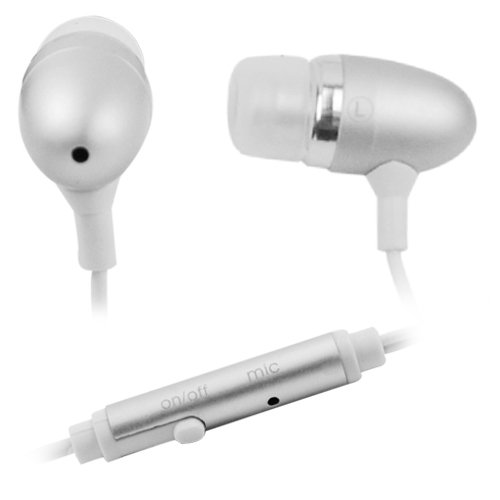 GTMax Silver 3.5mm Metal Stereo Headset Handsfree Soft Gel Earbud with Microphone for AT&amp;T Samsung Flight II SGH-a927 GSM Cellphone