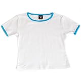 Warner Brothers Girls White Blue Trim Cotton Tee Shirt Top M