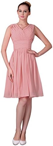 Melantha Short Prom Dress Chiffon Evening Party Dress With Pleats Ruching Size 16 Blush