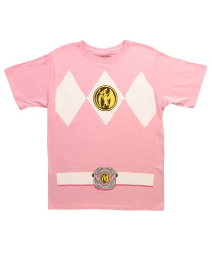 Mighty Morphin' Power Rangers Costume Adult T-shirts (Medium, Pink)
