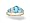 14K Yellow Gold Genuine Oval Blue Topaz and Diamond 3-Stone Ring - Size 4