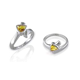 Buy Trillion Cut Citrine Ring Sterling SIlver by Peora